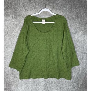Covington Crinkle Textured Smocked Scoop Neck Top Womens Sz 24-26W Green Stretch